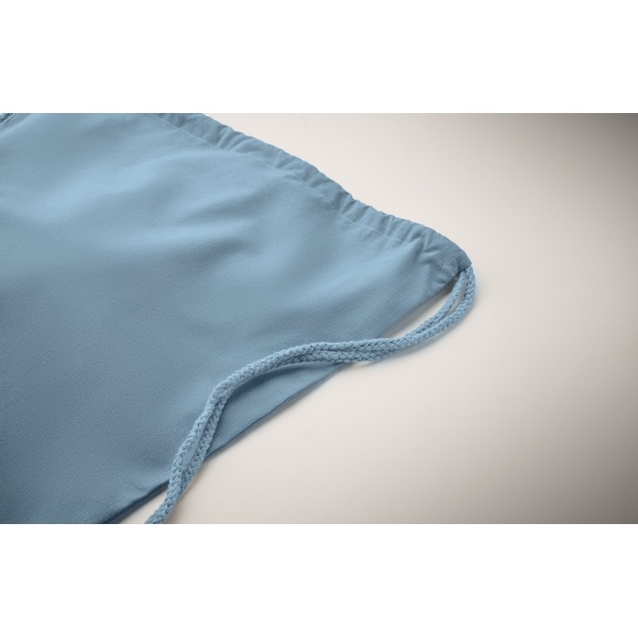 Mochila de cuerdas de algodón reciclado y RPET 140g/m2 color negro mate vista fotografía tercera vista