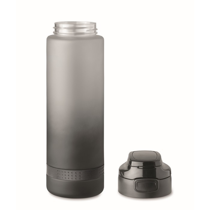 Botella antifugas de RPET con horario de consumo de agua 1L color blanco decima vista Botella antifugas de RPET con horario de consumo de agua 1L color blanco decima vista