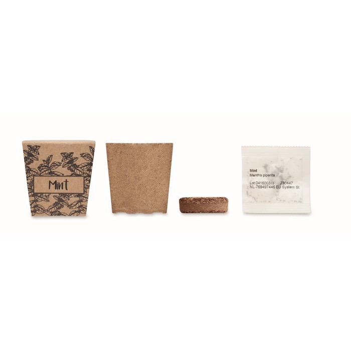 Maceta cuadrada y biodegradable de semillas de menta hecha en EU color beige tercera vista Maceta cuadrada y biodegradable de semillas de menta hecha en EU color beige tercera vista