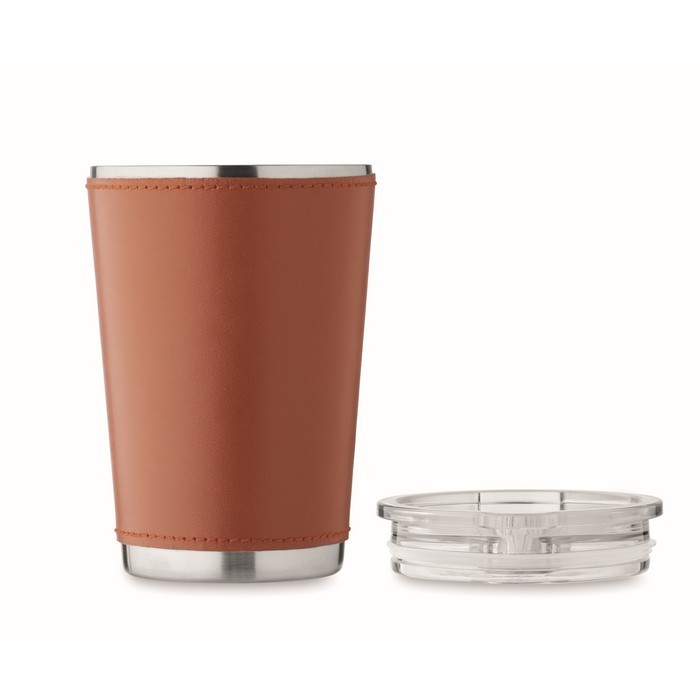 Vaso de acero inoxidable con funda extraíble de piel sintética 350ml color marrón quinta vista Vaso de acero inoxidable con funda extraíble de piel sintética 350ml color marrón quinta vista