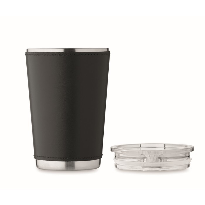 Vaso de acero inoxidable con funda extraíble de piel sintética 350ml color negro quinta vista Vaso de acero inoxidable con funda extraíble de piel sintética 350ml color negro quinta vista