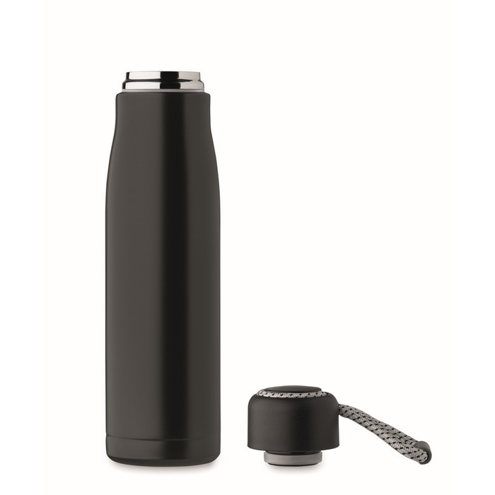 Botella antifugas de acero inoxidable con asa de cordón 500ml color negro septima vista