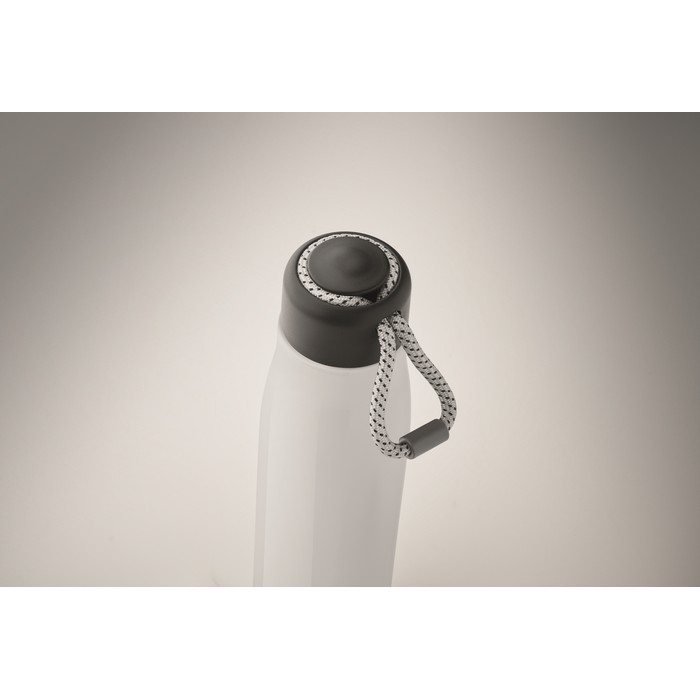 Botella antifugas de acero inoxidable con asa de cordón 500ml color blanco vista fotografía segunda vista