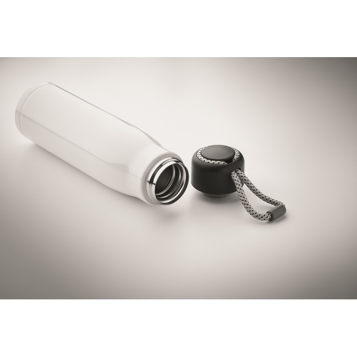 Botella antifugas de acero inoxidable con asa de cordón 500ml color blanco vista fotografía tercera vista