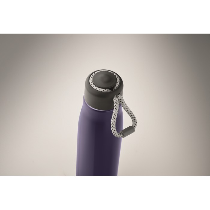 Botella antifugas de acero inoxidable con asa de cordón 500ml color azul real vista fotografía segunda vista