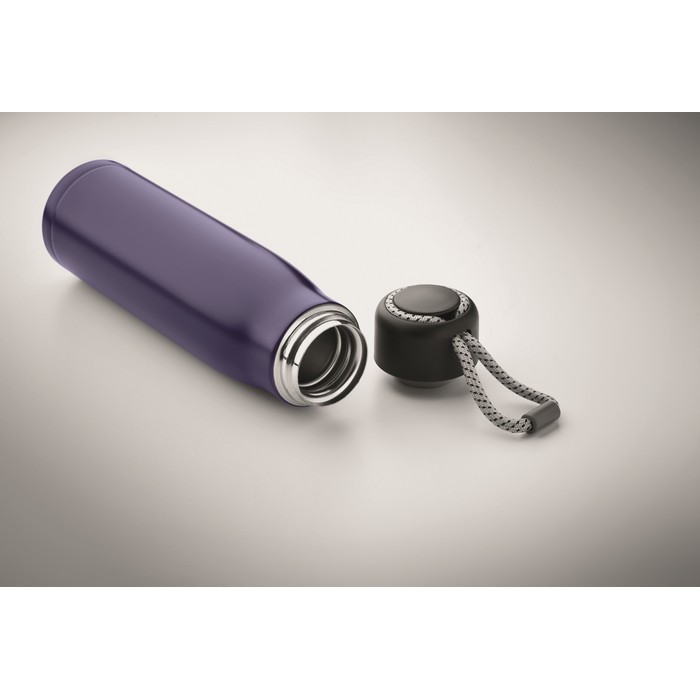 Botella antifugas de acero inoxidable con asa de cordón 500ml color azul real vista fotografía tercera vista