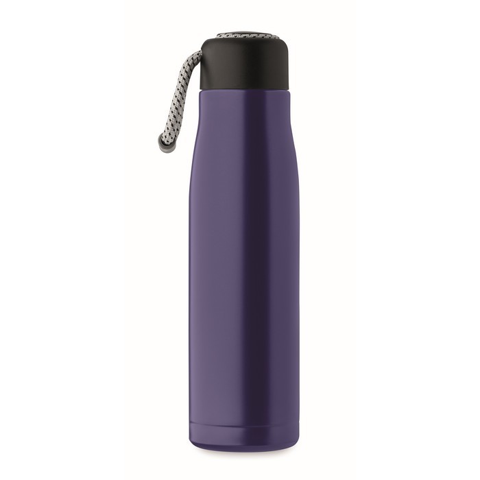 Botella antifugas de acero inoxidable con asa de cordón 500ml color azul real cuarta vista