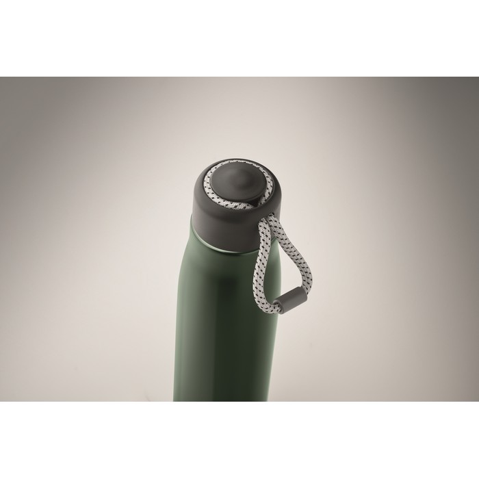 Botella antifugas de acero inoxidable con asa de cordón 500ml color verde oscuro vista fotografía segunda vista