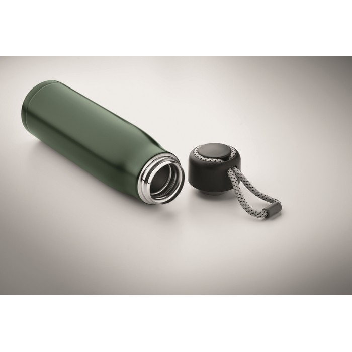 Botella antifugas de acero inoxidable con asa de cordón 500ml color verde oscuro vista fotografía tercera vista