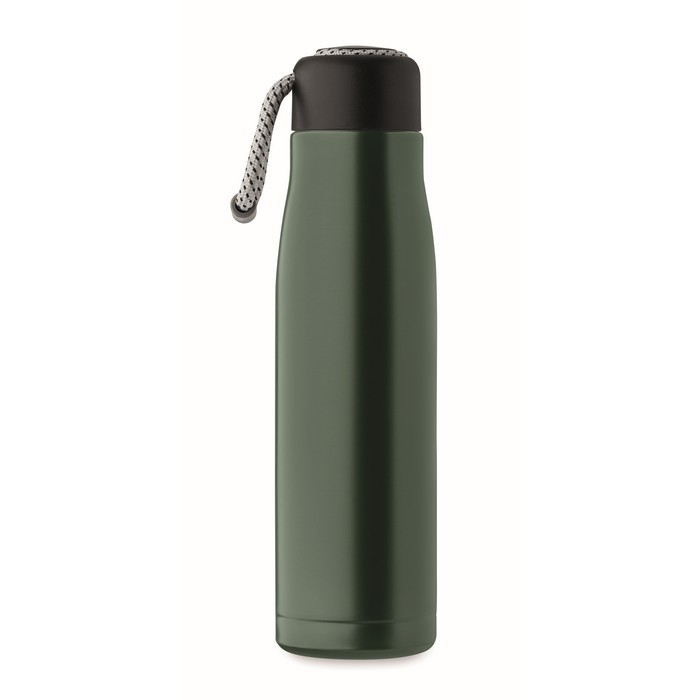 Botella antifugas de acero inoxidable con asa de cordón 500ml color verde oscuro cuarta vista