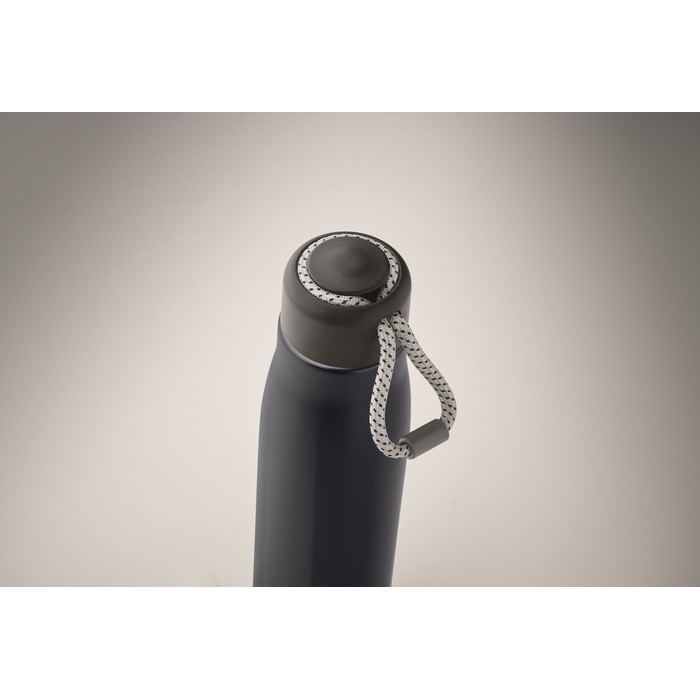 Botella antifugas de acero inoxidable con asa de cordón 500ml color azul marino vista fotografía segunda vista