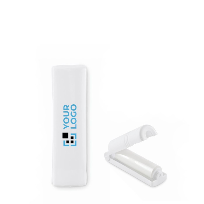 Rodillo limpiador adhesivo en estuche blanco reutilizable color blanco vista de impresión Rodillo limpiador adhesivo en estuche blanco reutilizable color blanco vista de impresión