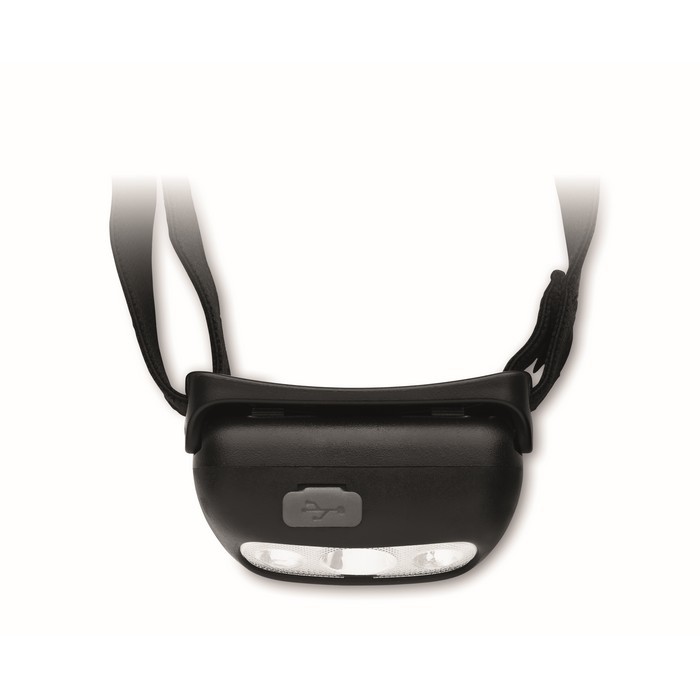 Linterna frontal recargable y ajustable con 3 modos de iluminación color negro octava vista