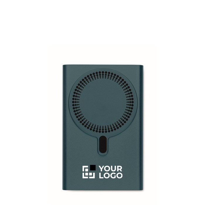 Cargador inalámbrico magnético de carga rápida y batería externa 15W color azul vista de impresión Cargador inalámbrico magnético de carga rápida y batería externa 15W color azul vista de impresión