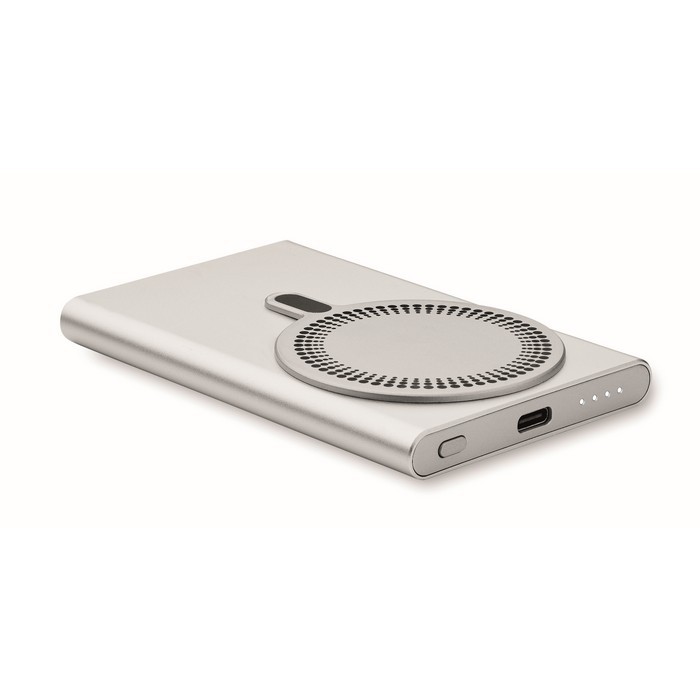 Cargador inalámbrico magnético de carga rápida y batería externa 15W color plateado mate decima vista Cargador inalámbrico magnético de carga rápida y batería externa 15W color plateado mate decima vista