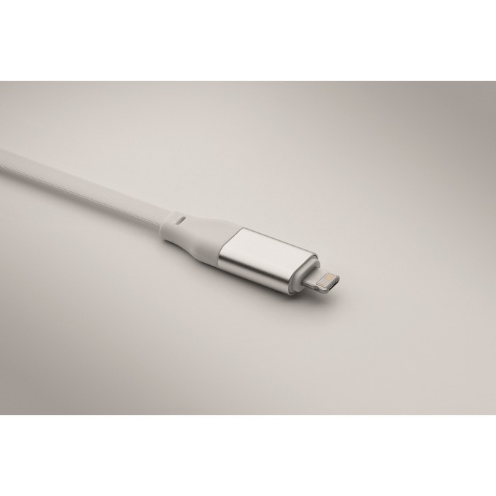 Llavero y soporte para móvil con cables de carga de 26cm color blanco vista fotografía Llavero y soporte para móvil con cables de carga de 26cm color blanco vista fotografía