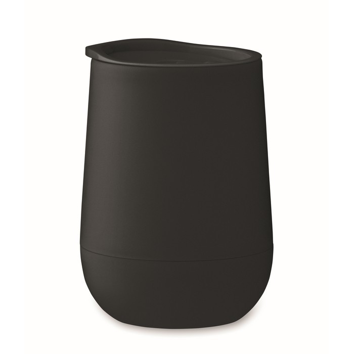 Vaso para llevar de doble pared cierre deslizante en la tapa color negro Vaso para llevar de doble pared cierre deslizante en la tapa color negro
