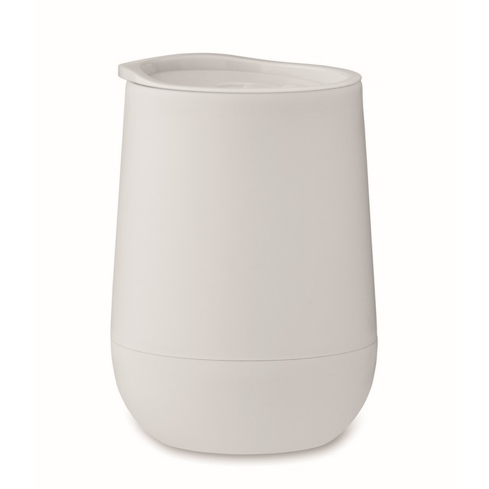 Vaso para llevar de doble pared cierre deslizante en la tapa color blanco Vaso para llevar de doble pared cierre deslizante en la tapa color blanco