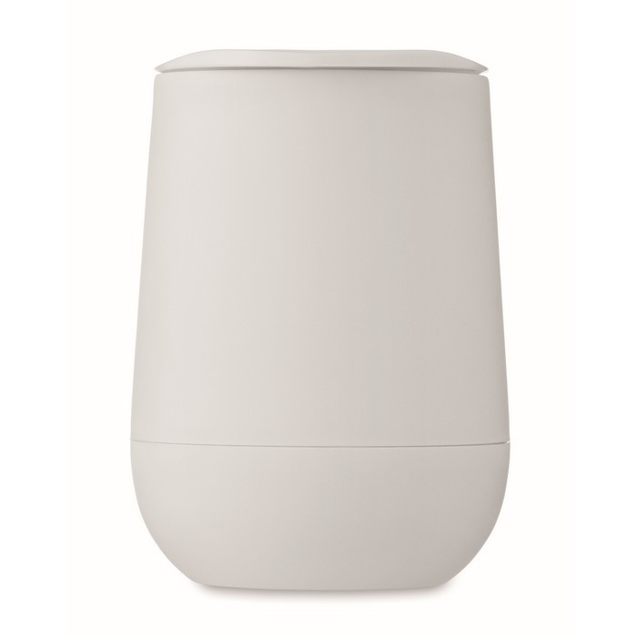 Vaso para llevar de doble pared cierre deslizante en la tapa color blanco cuarta vista Vaso para llevar de doble pared cierre deslizante en la tapa color blanco cuarta vista