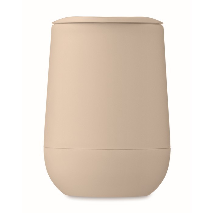 Vaso para llevar de doble pared cierre deslizante en la tapa color beige cuarta vista Vaso para llevar de doble pared cierre deslizante en la tapa color beige cuarta vista