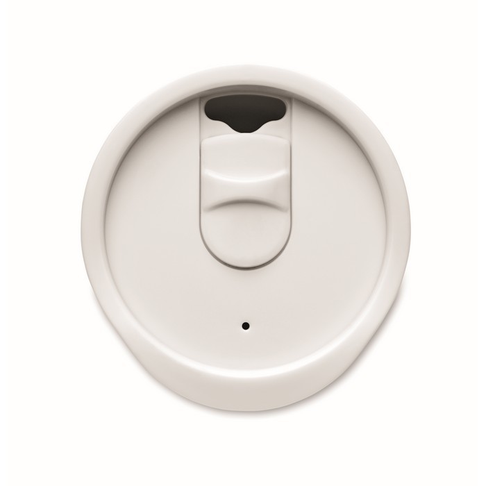 Vaso para llevar de doble pared con detalle de corcho en la base 300ml color blanco sexta vista Vaso para llevar de doble pared con detalle de corcho en la base 300ml color blanco sexta vista