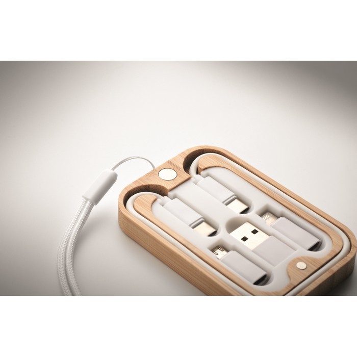 Caja de bambú con correa con función de cargador inalámbrico 15W color madera vista fotografía Caja de bambú con correa con función de cargador inalámbrico 15W color madera vista fotografía