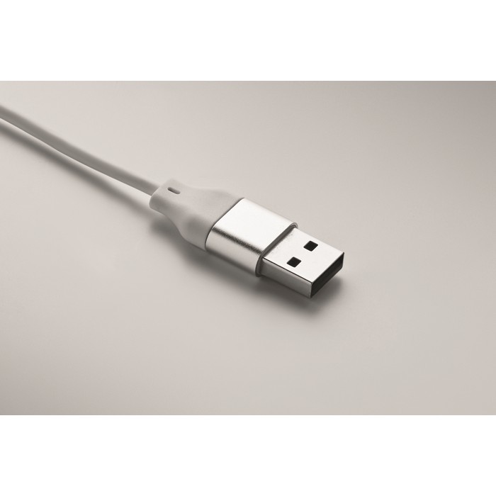 Set 4 en 1 de cables de carga y carga de reloj en llavero color blanco vista fotografía sexta vista