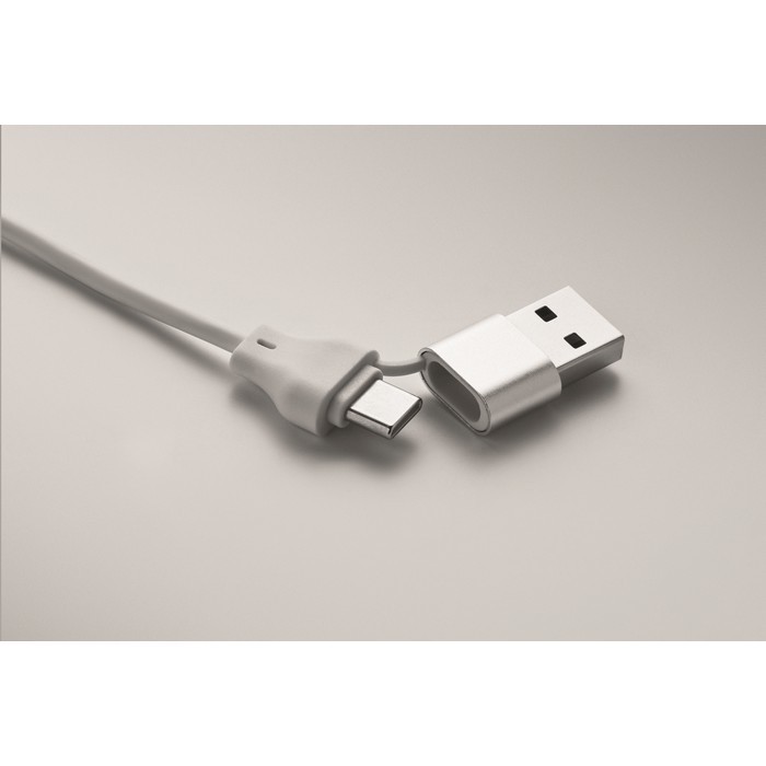 Set 4 en 1 de cables de carga y carga de reloj en llavero color blanco vista fotografía septima vista