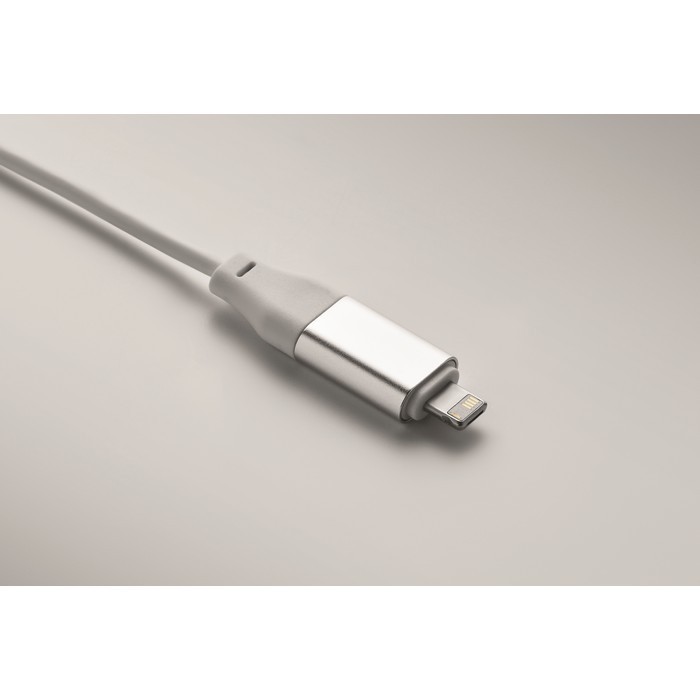 Set 4 en 1 de cables de carga y carga de reloj en llavero color blanco vista fotografía octava vista