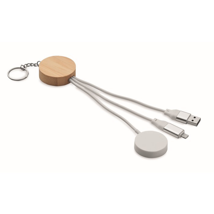 Set 4 en 1 de cables de carga y carga de reloj en llavero color blanco