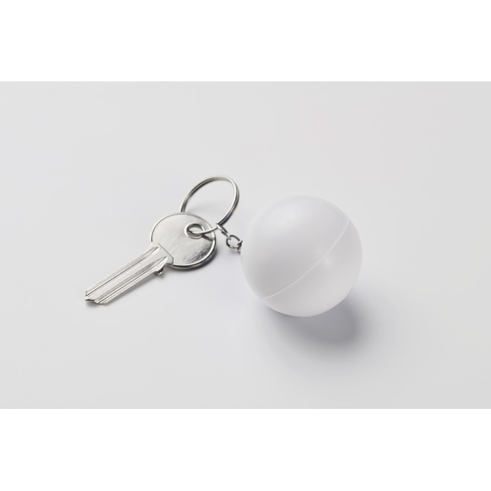 Llavero con un antiestrés en forma de bola en varios colores color blanco vista fotografía segunda vista