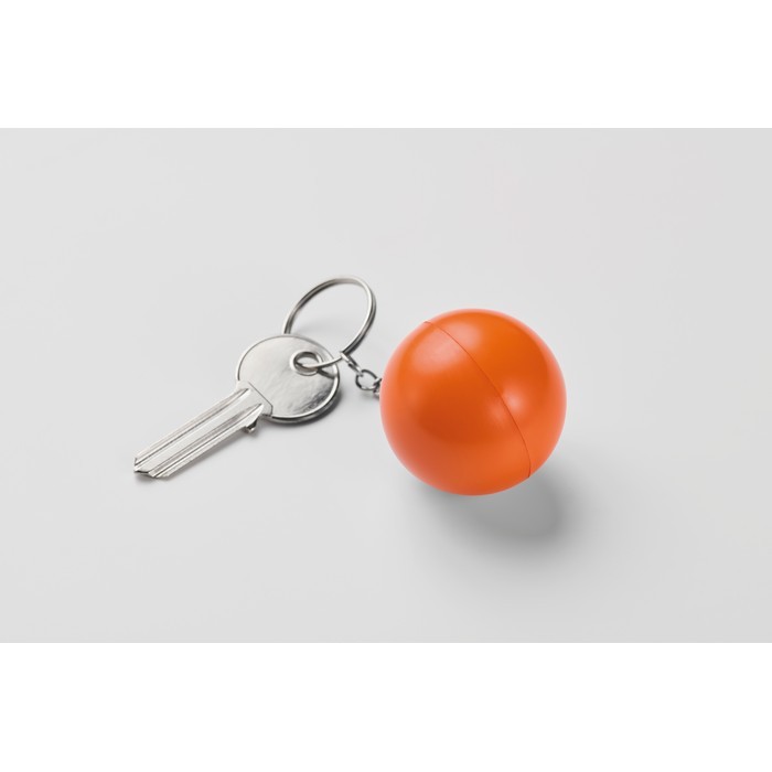 Llavero con un antiestrés en forma de bola en varios colores color naranja vista fotografía segunda vista