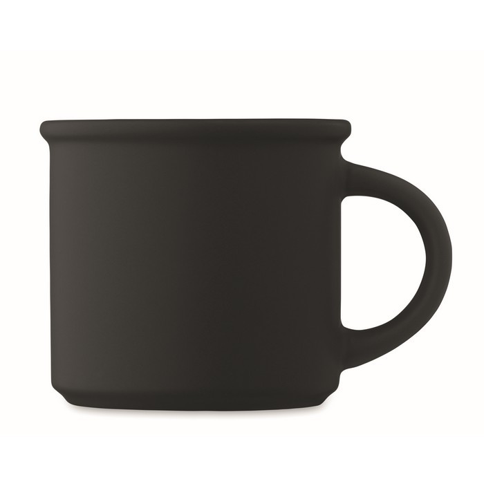 Taza monocromática en color mate con borde superior 300ml color negro tercera vista