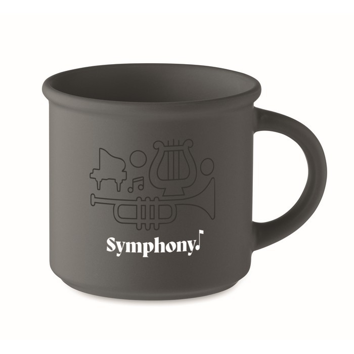 Taza monocromática en color mate con borde superior 300ml color gris oscuro vista principal