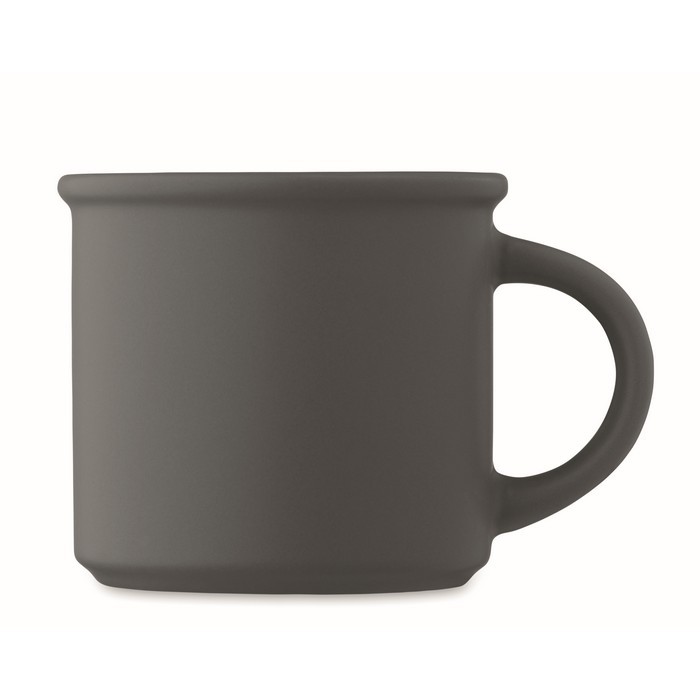 Taza monocromática en color mate con borde superior 300ml color gris oscuro tercera vista