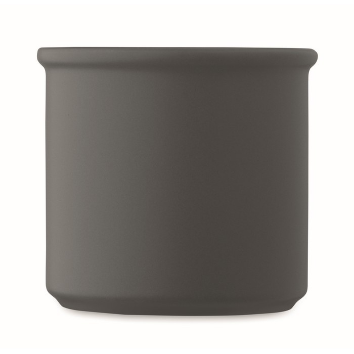 Taza monocromática en color mate con borde superior 300ml color gris oscuro cuarta vista