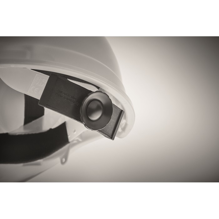 Casco de trabajo con diadema ajustable entre los 52 y 62cm color blanco vista fotografía cuarta vista Casco de trabajo con diadema ajustable entre los 52 y 62cm color blanco vista fotografía cuarta vista