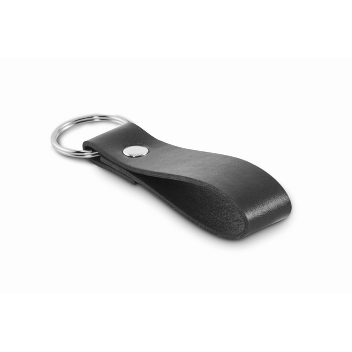 Llavero con tira hecho de cuero sintético en colores clásicos color negro Llavero con tira hecho de cuero sintético en colores clásicos color negro