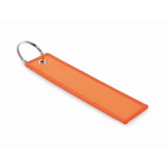 Llavero rectangular hecho de tela poliéster en varios colores color naranja fluorescente Llavero rectangular hecho de tela poliéster en varios colores color naranja fluorescente