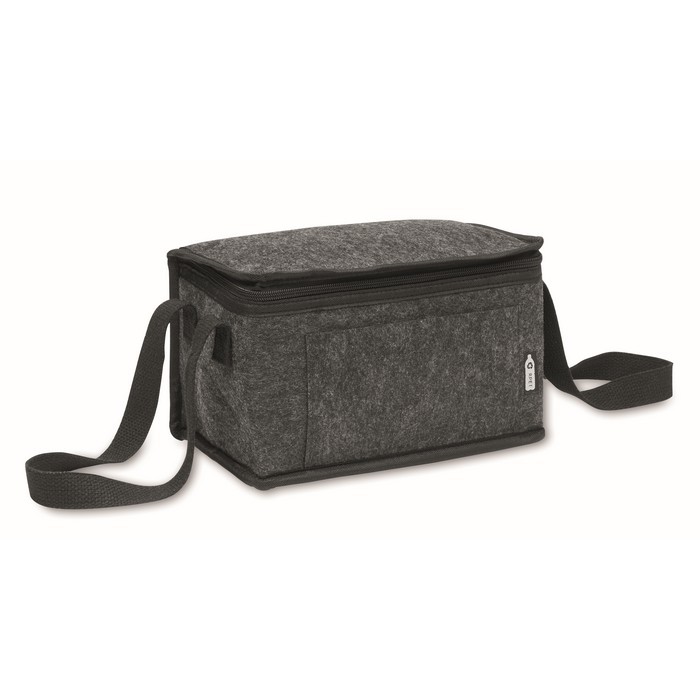 Bolsa nevera personal de fieltro RPET con bolsillo frontal 5L color gris oscuro Bolsa nevera personal de fieltro RPET con bolsillo frontal 5L color gris oscuro