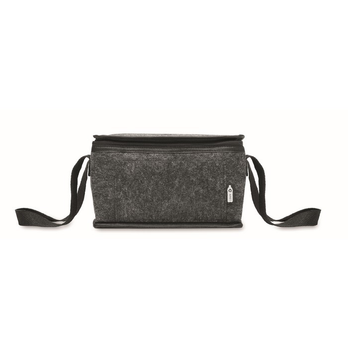 Bolsa nevera personal de fieltro RPET con bolsillo frontal 5L color gris oscuro tercera vista Bolsa nevera personal de fieltro RPET con bolsillo frontal 5L color gris oscuro tercera vista