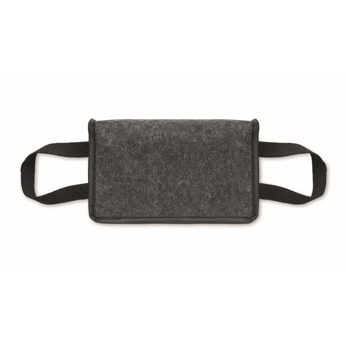 Bolsa nevera personal de fieltro RPET con bolsillo frontal 5L color gris oscuro quinta vista Bolsa nevera personal de fieltro RPET con bolsillo frontal 5L color gris oscuro quinta vista