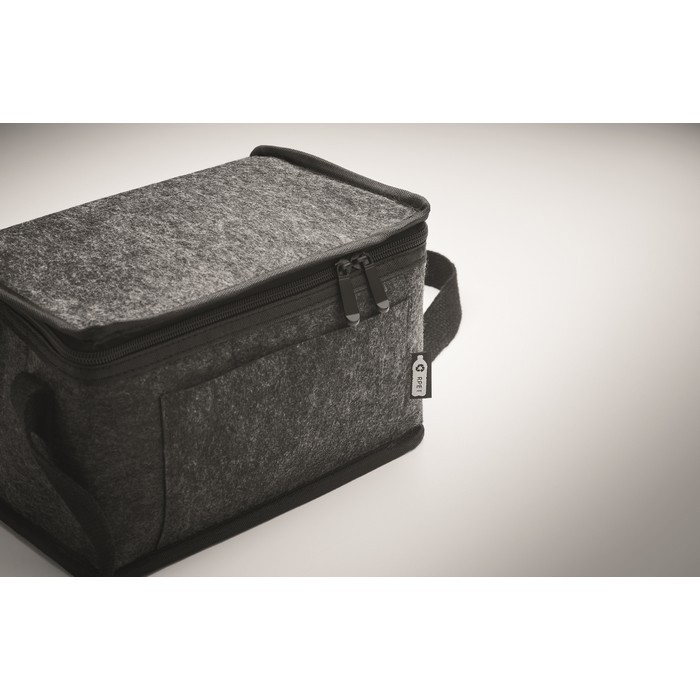 Bolsa nevera personal de fieltro RPET con bolsillo frontal 5L color gris oscuro vista fotografía sexta vista Bolsa nevera personal de fieltro RPET con bolsillo frontal 5L color gris oscuro vista fotografía sexta vista