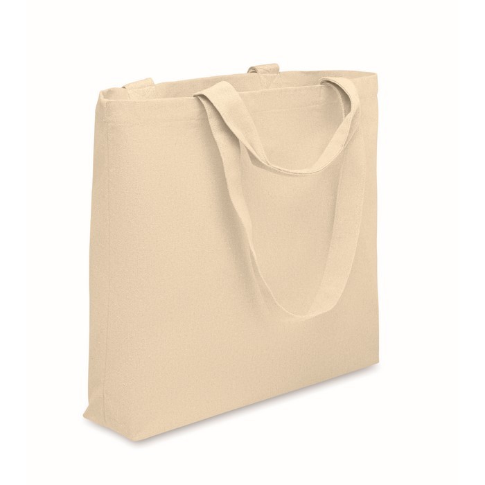 Bolsa de tejido reciclado con asas cortas y largas 320 g/m2 color beige Bolsa de tejido reciclado con asas cortas y largas 320 g/m2 color beige