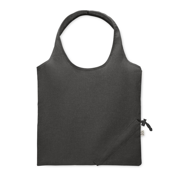 Bolsa compacta y plegable de la compra de algodón reciclado 140 g/m2 color negro cuarta vista