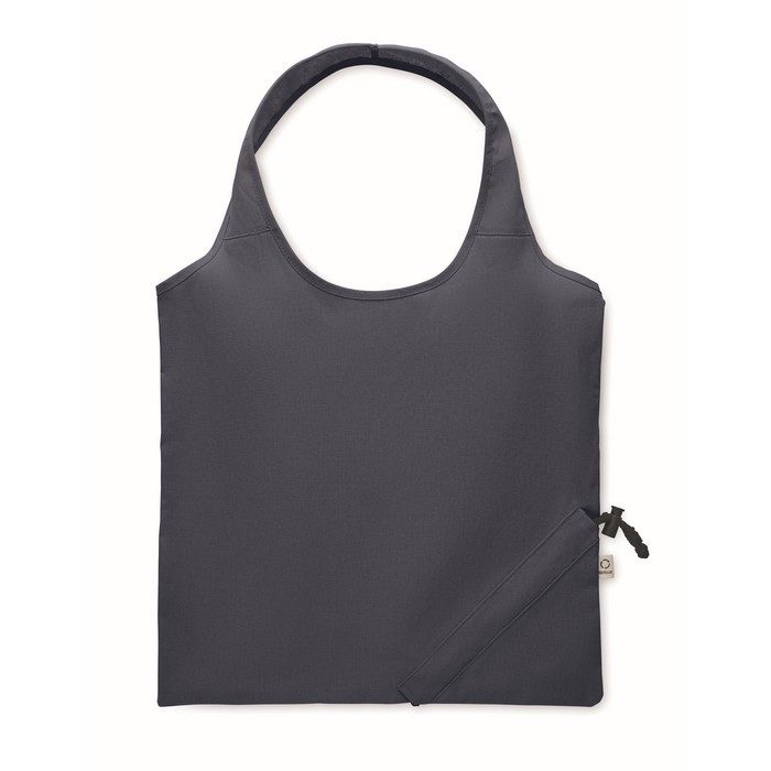 Bolsa compacta y plegable de la compra de algodón reciclado 140 g/m2 color azul cuarta vista