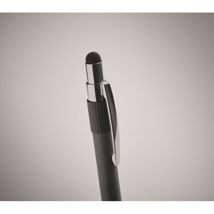 Bolígrafo antiestrés con spinner en la parte superior tinta azul color negro vista fotografía segunda vista