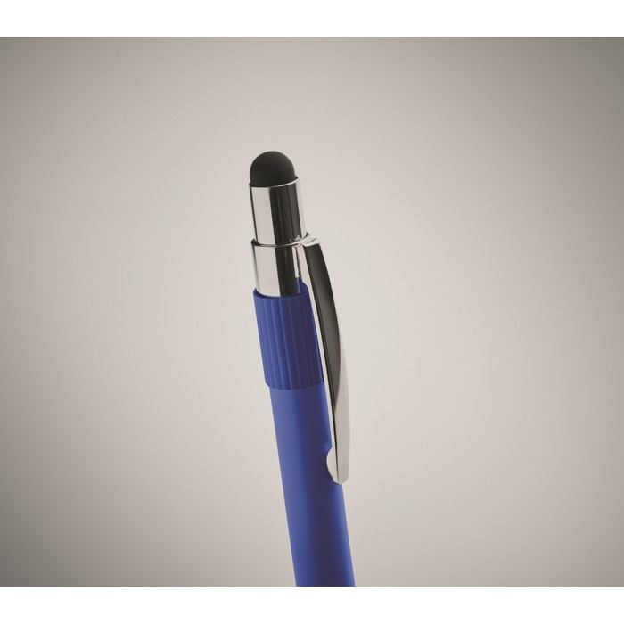 Bolígrafo antiestrés con spinner en la parte superior tinta azul color azul real vista fotografía segunda vista