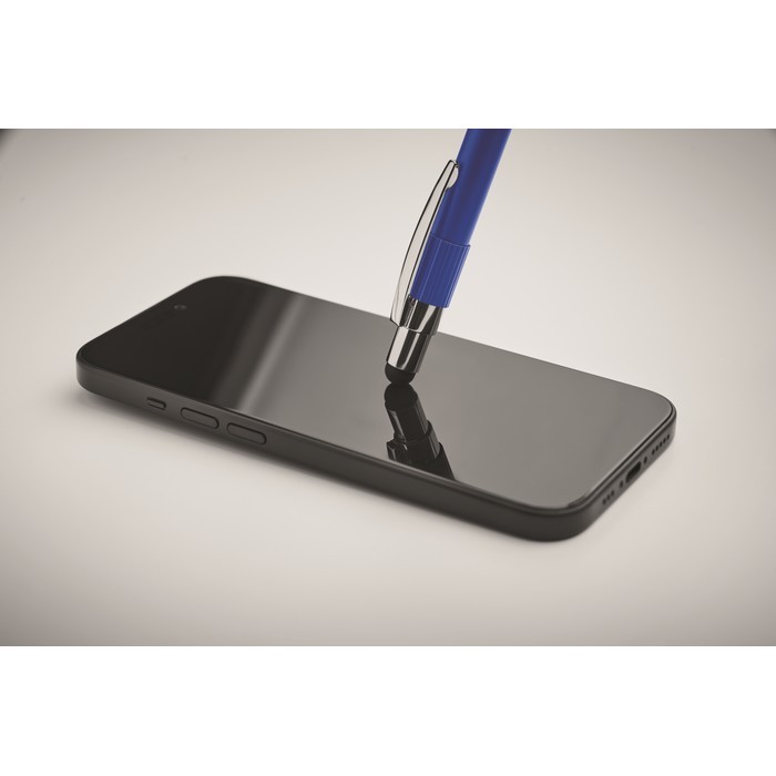 Bolígrafo antiestrés con spinner en la parte superior tinta azul color azul real vista fotografía cuarta vista