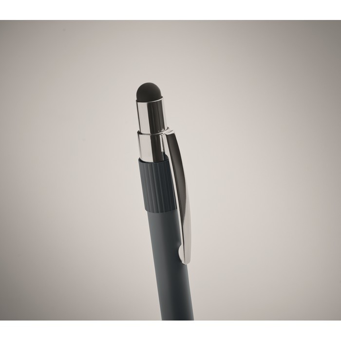 Bolígrafo antiestrés con spinner en la parte superior tinta azul color azul marino vista fotografía segunda vista